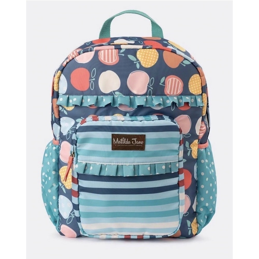 NWT Matilda Jane Girls Homework time Backpack Apple New In Bag (Stripes Vary)